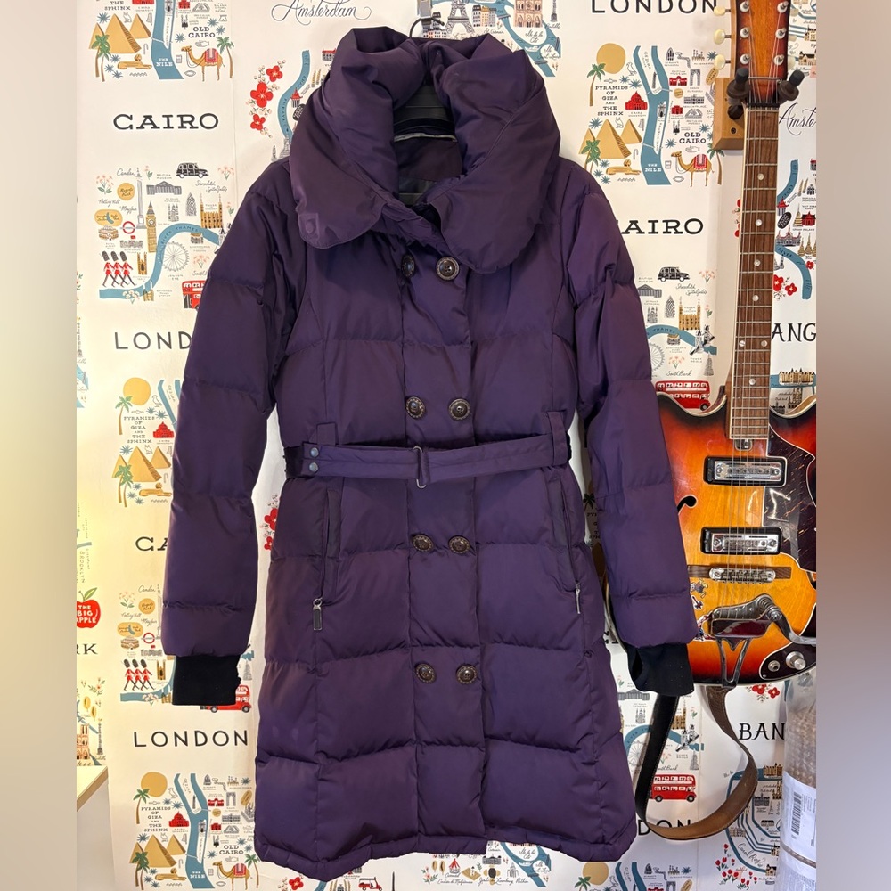 Atleta Aubergine Sateen Down Puffer Long Jacket